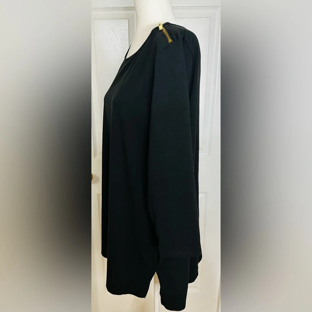 Michael Kors Top Black Tunic  Gold Hardware Style Long Sleeve Size 2X